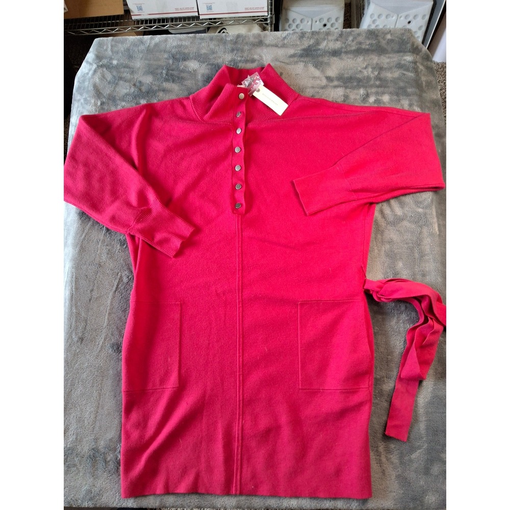 Daily Practice by Anthropologie Pink Snap‎ Neck Belted Knit Sweater Dress Medium
